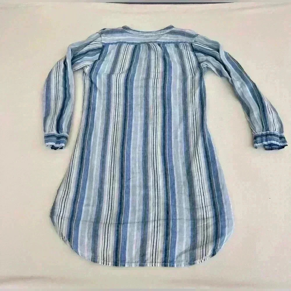 PINE CONE HILL Fine Linen Tunic Dress Pintuck Mandarin Collar Womens size Small - Picture 2 of 6